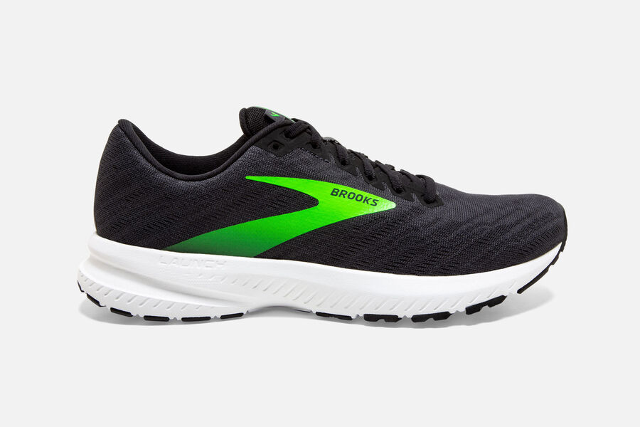 Brooks Launch 7 Mens Australia - Road Running Shoes - Blackgreen (005-CIEBZ)
